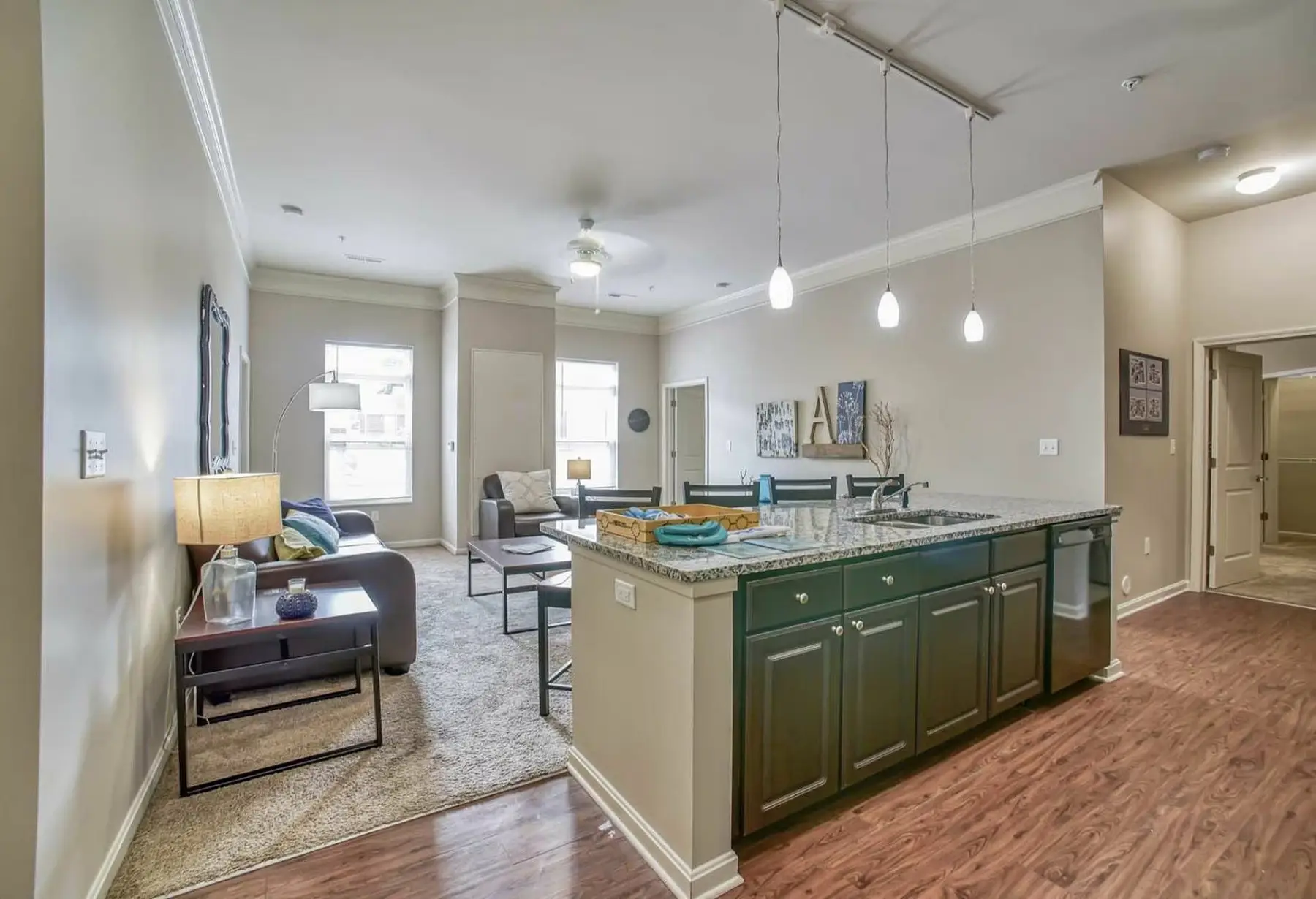 Student apartment at University Edge Living area